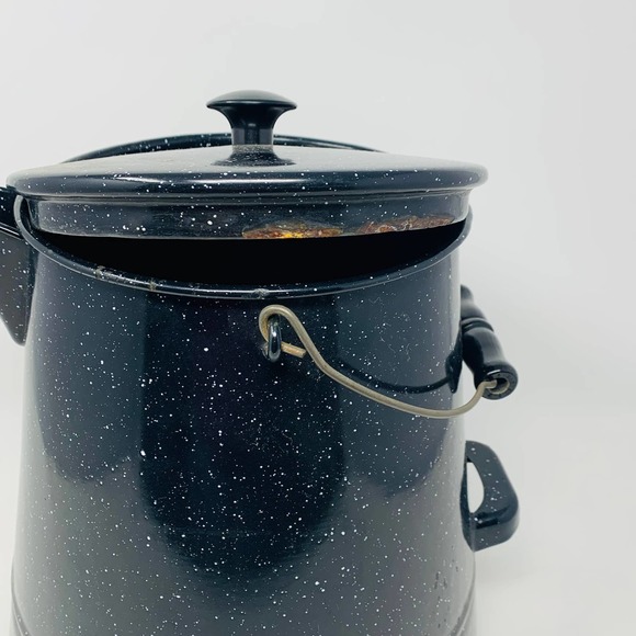 Vintage Graniteware Enamel Coffee Pot Campfire Camp Kettle 11" Large - Picture 10 of 12